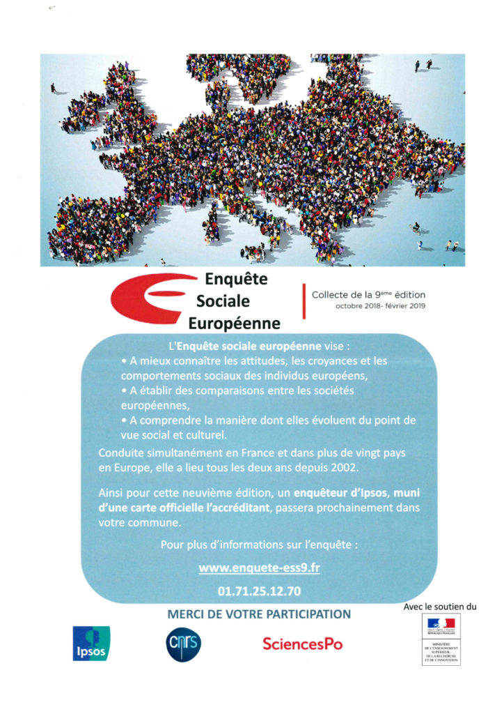Avis : 9ème édition de l’Enquête Sociale Européenne (ESS) par IPSOS avis-9eme-edition-de-lenquete-sociale-europeenne-ess-par-ipsos